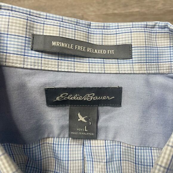 Eddie Bauer Shirts Mens Sz Large Lot Of 3 Relaxed Fit Wrinkle Free Dress Blue Ch - Picture 3 of 16